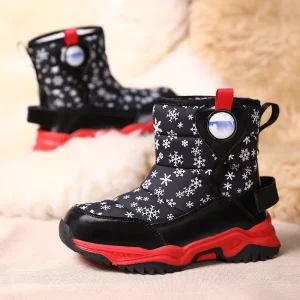 Northeast Winter Waterproof Warm Girls’ Boys’ Short Boots Breathable Fleece Lining Thickened Cotton Comfortable for Kids