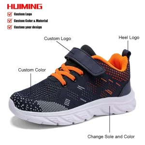 ODM Custom Logo Breathable Children’s School Shoes Fly Knit Upper Girls Sneakers Kids Shoes Boys