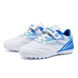 OEM Children TF Soccer Cleats Breathable Lightweight Anti Slip Hook And Loop Design Kids Outdoor Training Football Shoes
