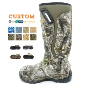 OEM Custom 800g Insulation Waterproof 6mm Neoprene Lining Anti-slip Boot Rubber Hunting Boots for Outdoor
