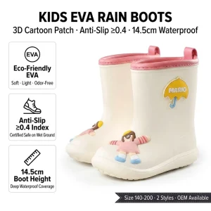 OEM Custom Kids Cartoon Rain Boots Eco Friendly EVA Anti Slip Toddler Waterproof gumboots Kids wellies Children welly boots