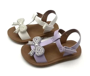 OEM Custom Logo Bowknot Design Platform PVC Injection Flat Sole Anti Slippery Breathable Kids Girls Sandal Shoes