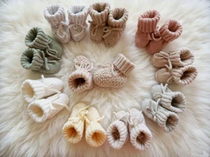 OEM Custom Organic Cotton Knitted Baby Booties Nordic Style Newborn Clothing Minimalist Infant Shoes OEKO-TEX CPC