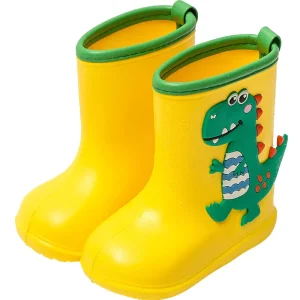 OEM Cute 3D Printed Dinosaur Rain Boots Waterproof Flat Heel EVA Baby Shoes for Boys and Girls Flexible Rainy Shoes