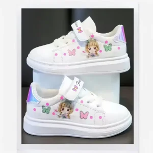 OEM Factory Children Footwear Kids Girl Walking Style Pink Casual Sneakers Shoes Baby Girl Princess Decoration Skateboard Shoes