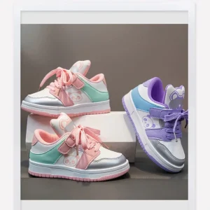 OEM Factory Custom Logo Children Footwear Kids Girl Leisure Outdoor Pink Casual Sneakers Shoes Baby Girl Skateboard Shoes