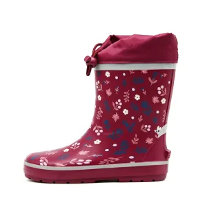 OEM Factory Kids Rubber Boots Custom Pattern Drawstring Rain Boots Warm Plush Interior All Weather Children Shoes