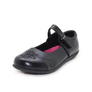 OEM Kids Black Leather Mary Jane Flat Embroidery Comfortable Girls School Uniform Dress Shoes