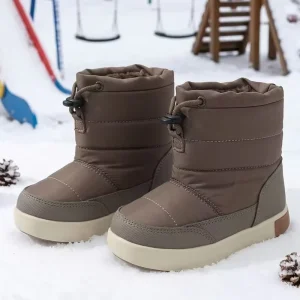 OEM Logo Toddler Winter Gumboots Baby Drawstring Snow Boots Fur Lining Waterproof Warm Kids Snow Boots for Summer Autumn