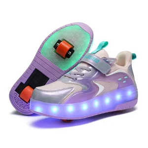 OEM/ODM Children’s Roller Skate Shoes Two Wheels With Removable Flashing Roller Shoes Boy and Girls Sneaker