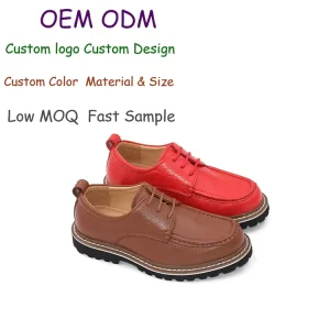 OEM ODM Custom New Spring Fashion Boys Soft Leather Shoes for School Performance Kids Shoes for Big Children and Students
