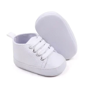 OEM ODM White Canvas Baby Toddler Infant Newborn Shoes in Bulk Directly Baby Shoes Factory