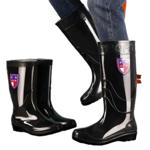 OEM Waterproof Children Wellington Boots Toddler Gumboots Printing Rubber Kids Rain Boots With Easy On Handles