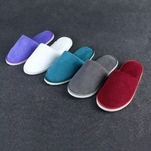 OEM Women Men Hotel Room Slippers High Quality White Bulk Custom Branded Unisex Ladies House Slide Thick Hotel Spa Dis