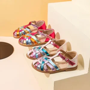 Oem New Summer Children’s Open-toed Sandals Baby Princess Beach Soft-Soled Shoes Buckle Strap