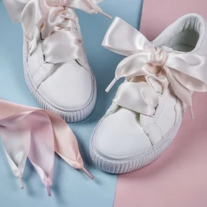 Olian 4cm Extra Wide Silk Satin Ribbon Shoelaces Soft Casual Flat Satin Ribbon Shoelaces Kids Unisex Sneakers Shoe Laces