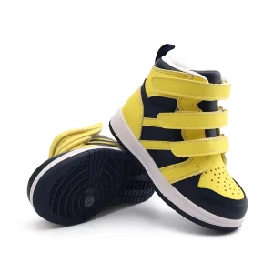 Orthopedic Kids Shoes Yellow and Black Children Shoes with Arch Ankle Support Without Lace for Winter