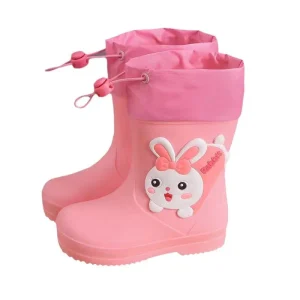 Outdoor Children’s PVC Rain Boots with Warm Insole Cartoon Design Waterproof Soft Plastic Boots for Boys and Girls Rain Gear