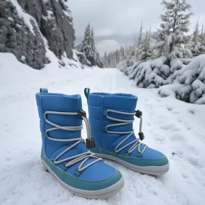 Outdoor Custom Logo High Top Warm Fur Lining Winter Wide Toe Box Shoes Children Barefoot Boots Kids