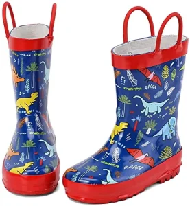 Outdoor Non Slip Durable Rain Boots Dinosaur Printed Waterproof Rain Boots for Kids