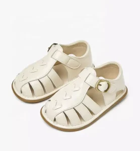 Outdoor Rubber Sole Non Slip Baby Girls Leather Summer Sandals Cute Little Kids First Walker Shoes