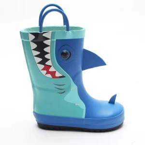 Outdoor Waterproof Anti-slip Custom 3-D Cartoon Animal Design Shark Rubber Rain Boots for Children