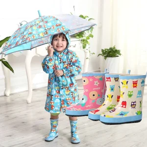 Owl Pattern Kids Rubber Rain Boots Children Rubber Wellington Boots Waterproof Child Animal Rubber Rain Boots