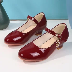 PSJ NPF Spring and Autumn New Girls’ High Heels Princess Shoes Kids School ShoeShoes Children’s Dress Shoes