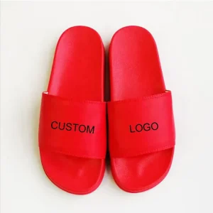 PVC PU Sublimation Printed Brand Slippers Logo Custom Black Slides for Men Women