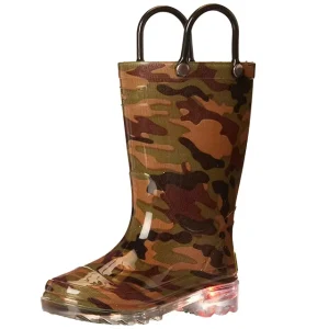 PVC Rain Boots Lightweight Waterproof Outdoor Shoes with Lights for Kids
