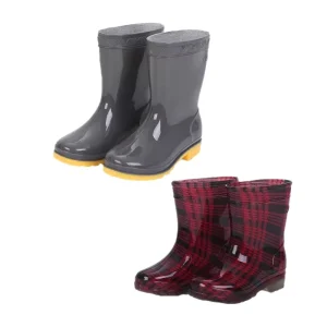 PVC Safety Gum Boot Lightweight Transparent Rubber Rain Boots for Kids Black Jelly Color Waterproof Anti Slippery
