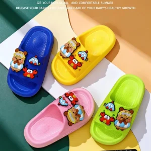 PVC Slip on Slippers Boys Girls Cartoon Breathable Non slip Summer Indoor Outdoor Children’s Leisure Half-pack Heel