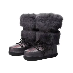 Parent Child Kids & Women’s Mid Calf Winter Snow Boots Waterproof Non Slip Fleece Lined Thickened