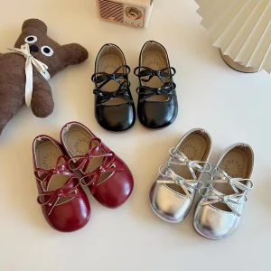 Patent Leather Bow Birthday Shoes for Little Girls Light Weight Children’s Princess Footwear Beautiful Kids Dress Shoe