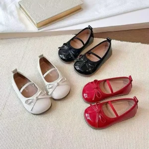 Patent Leather Bow Girls Mary Jane Ballet Flats Slip On Four Seasons YH Brand Custom OEM ODM