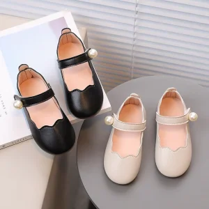 Pearl Fashion Girl Shoes Kid Princess Shoes Children Shallow Toddler Leather Shoes Non Slip PU Formal Occasions Dance Party
