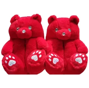 Pink Teddy Bear Indoor Outdoor Plush Slippers for Children Cute and Warm Custom Animal Design Holiday Gift Set