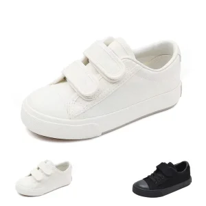Plain Black White Casual Canvas Sneakers Children Kids Primary School Shoe