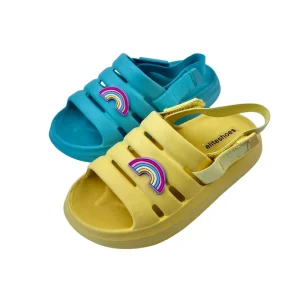 Playful Kids EVA Slippers Hollow Out Customizable Shoe Flowers Boys&Girls Slip-On Slippers Magic Tape Strap Heel Design