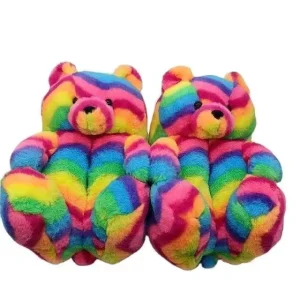 Plush Adult Slipper House Teddy Bear Slippers Fuzzy Teddy for Women & Girls Holiday Gift Set Stuffed Animal Toy