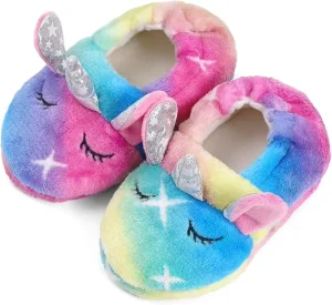 Plush Cartoon Unicorn Home Baby Support Shoes Non Slip Outsole Fuzzy Cozy Toddler Kids Slippers