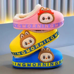 Plush Children’s Cotton Slippers Winter Indoor Girls Baby Non-Slip Thickened Warm Cute Boys Furry Cotton Shoes