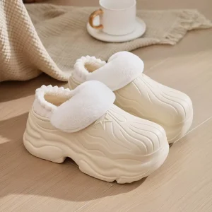 Plush Insulation Designer Sock Boots Thick Sole Chunky Shoes Female New Couple Winter Warm Cotton Fur Waterproof Sandal