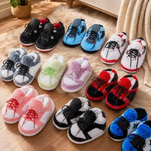Plush Sneaker Slippers For Women Men For Kids Winter Home Shoes Indoor Outdoor Plush Slippers Trainer Slipper