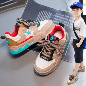 Popular Brand Skate Shoes for Kids Size 26-36 Non Slip Casual Sneakers for Boys & Girls Single Thick Running Trainers
