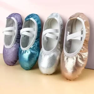 Popular Custom Glitter Dance Flat Ballet Shoes for Girls