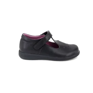 Popular New T bar Design TPR Sole Kids Girls Uniform Shoes Black Walking School Shoes Drop Shipping Footwear