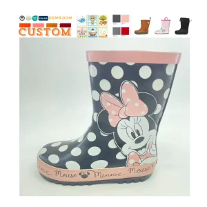 Popular OEM High Quality Mickeys Mouse Famous Cartoon Printing Waterproof No slip Children’s Rain Boots