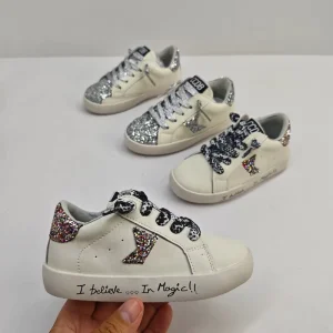 Popular Shiny Breathable Glitter Ankle Kids Sneakers Lightweight Anti Slippery Unisex for Indoor and Outdoor Daily Activities