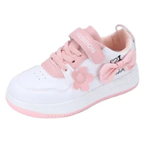 Popular Spring Autumn Sports Cute Flowers Running Shoes Pink Color Kids Sneakers Light Weight Shoes for Girls